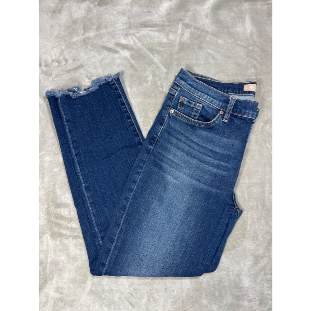 7 For All Mankind Roxanne Ankle Jean Women Size 32 Bair Crop Slim Denim - Picture 2 of 15